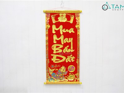 Liễn thư pháp nhung đỏ Mua may bán đắt D77cm T-LTP-01